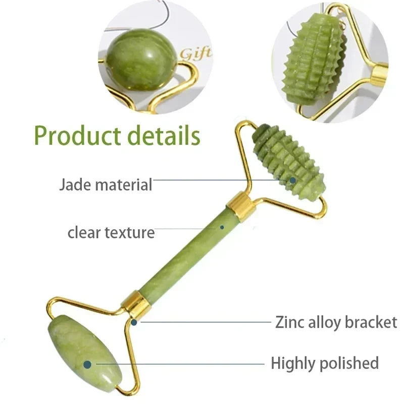 Natural Jade Facial Roller and Gua Sha Set