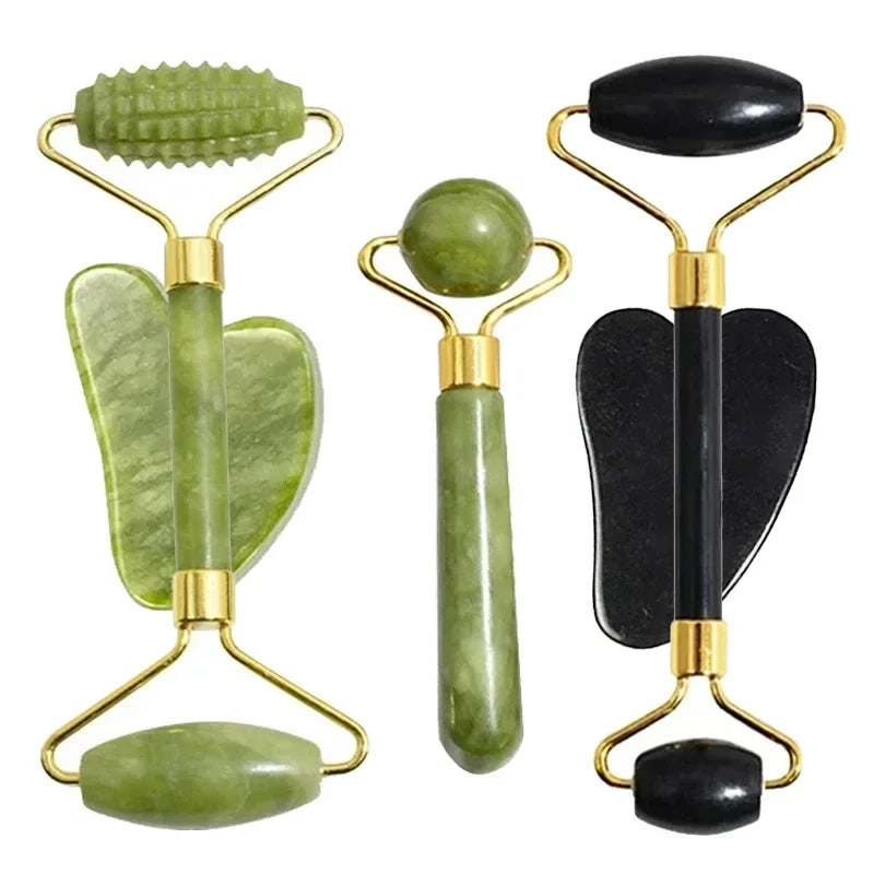 Natural Jade Facial Roller and Gua Sha Set