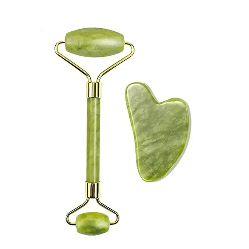 Natural Jade Facial Roller and Gua Sha Set