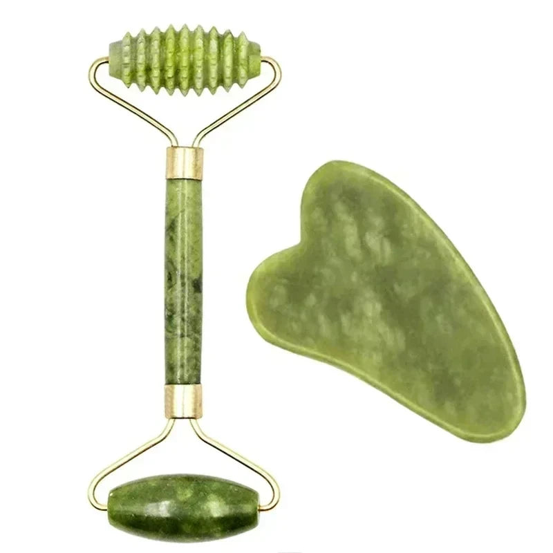 Natural Jade Facial Roller and Gua Sha Set